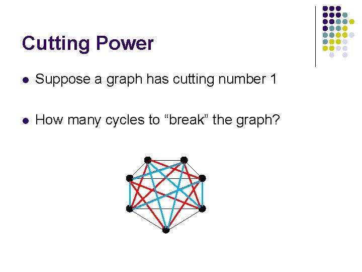 Cutting Power l Suppose a graph has cutting number 1 l How many cycles