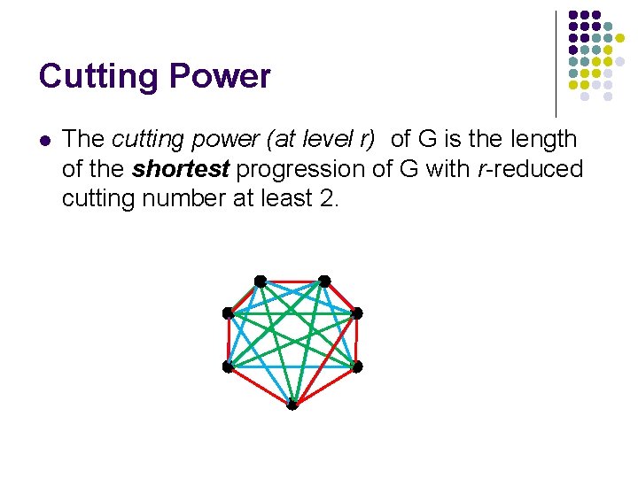 Cutting Power l The cutting power (at level r) of G is the length