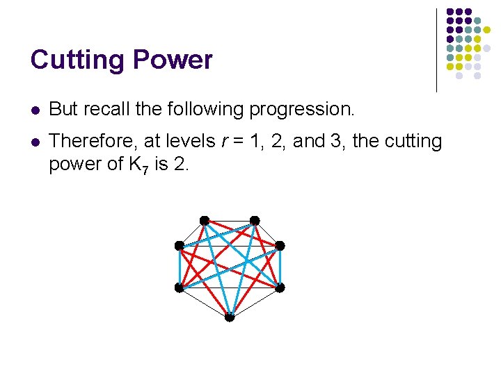 Cutting Power l But recall the following progression. l Therefore, at levels r =