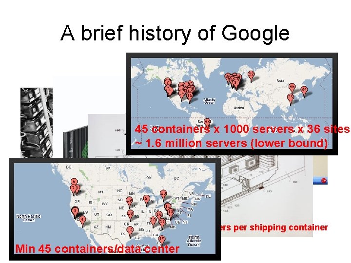 A brief history of Google 45 containers x 1000 servers x 36 sites ~