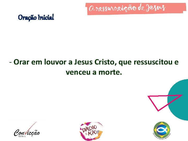 Oração Inicial - Orar em louvor a Jesus Cristo, que ressuscitou e venceu a Oração Inicial - Orar em louvor a Jesus Cristo, que ressuscitou e venceu a