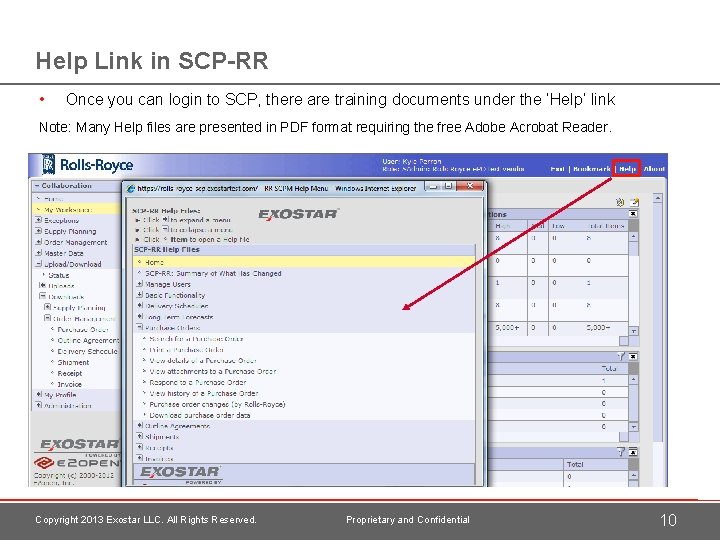 Help Link in SCP-RR • Once you can login to SCP, there are training