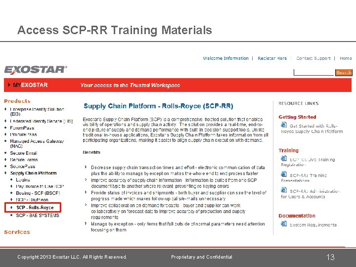 Access SCP-RR Training Materials Copyright 2013 Exostar LLC. All Rights Reserved. Proprietary and Confidential