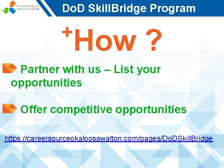 Do. D Skill. Bridge Program + How ? Partner with us – List your