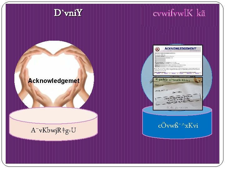 D`vni. Y cvwifvwl. K kã Acknowledgemet A¨v. Kbwj. R‡g›U cÖvwß¯^x. Kvi 