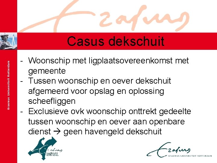 Casus dekschuit - Woonschip met ligplaatsovereenkomst met gemeente - Tussen woonschip en oever dekschuit