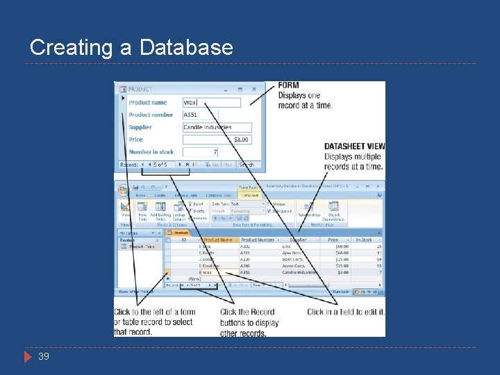 Creating a Database 39 