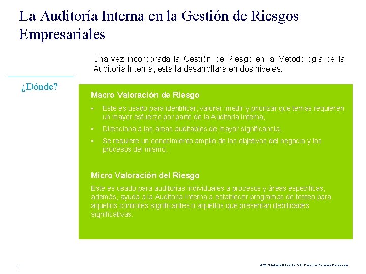 Bienvenidos Auditora Interna en la Gestin de Riesgos