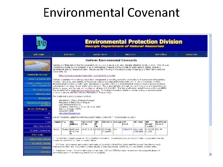 Environmental Covenant 