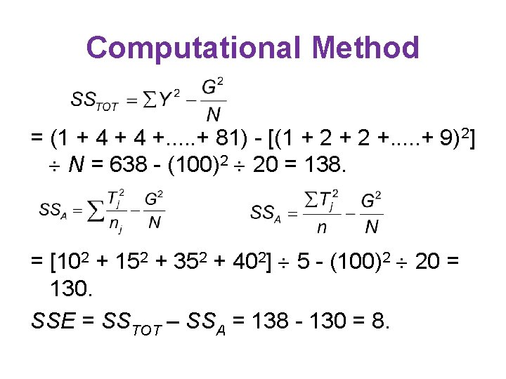 Computational Method = (1 + 4 +. . . + 81) - [(1 +