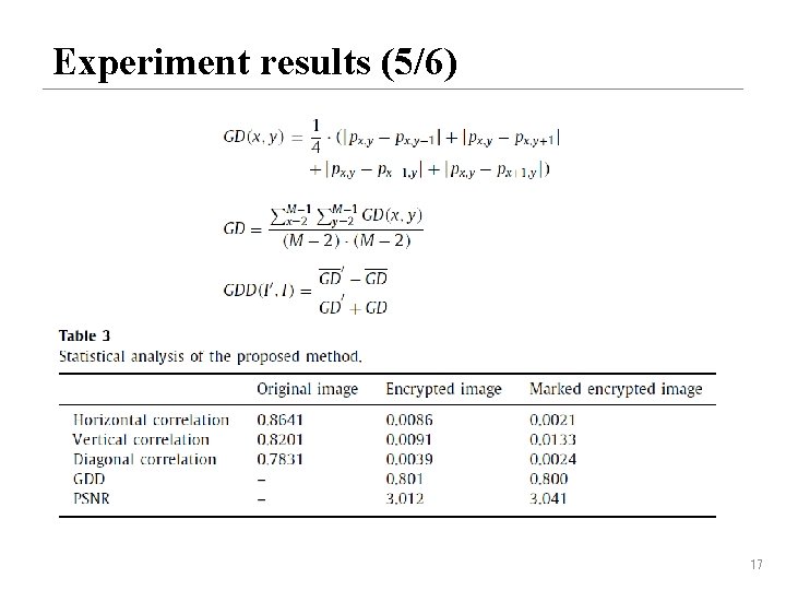 Experiment results (5/6) 17 