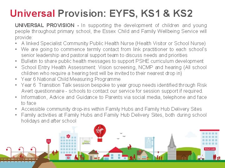 Universal Provision: EYFS, KS 1 & KS 2 UNIVERSAL PROVISION - In supporting the