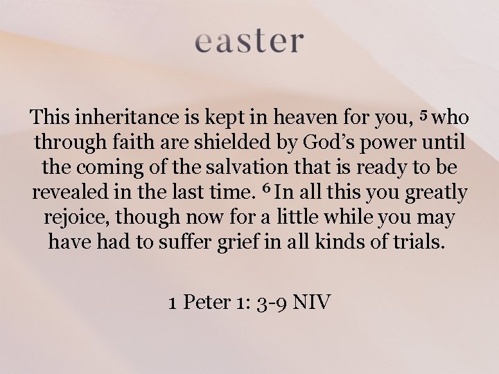 This inheritance is kept in heaven for you, 5 who through faith are shielded