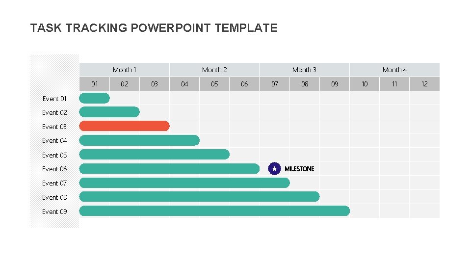 TASK TRACKING POWERPOINT TEMPLATE Month 1 01 02 Month 2 03 04 05 Month