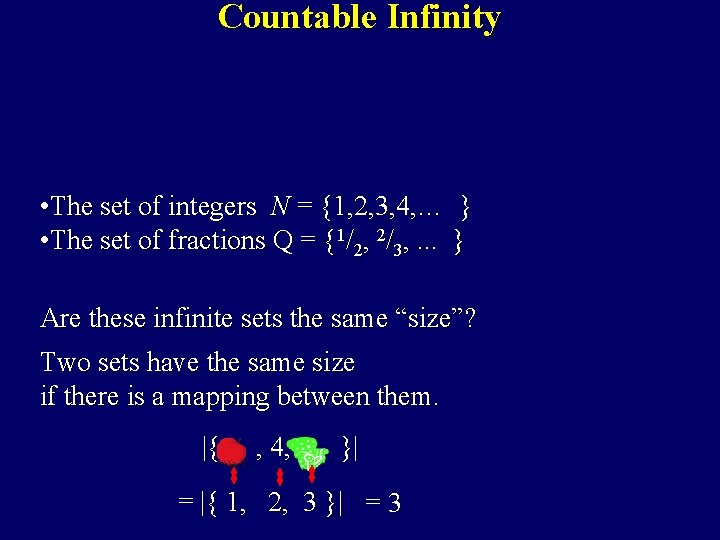 Countable Infinity • The set of integers N = {1, 2, 3, 4, … Countable Infinity • The set of integers N = {1, 2, 3, 4, …
