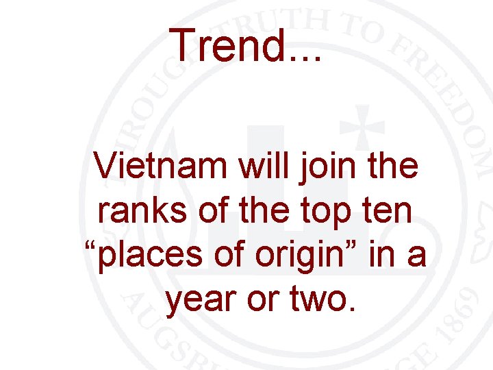 Trend. . . Vietnam will join the ranks of the top ten “places of