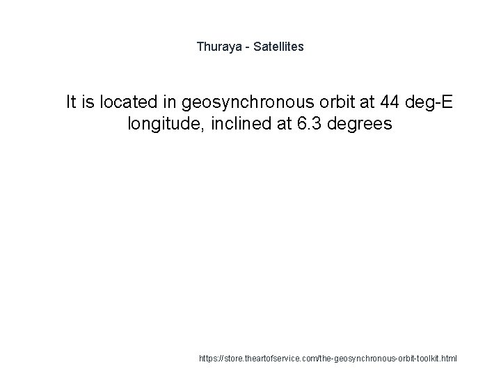 Thuraya - Satellites 1 It is located in geosynchronous orbit at 44 deg-E longitude,