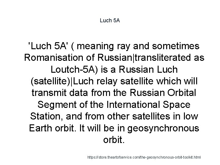 Luch 5 A 1 'Luch 5 A' ( meaning ray and sometimes Romanisation of