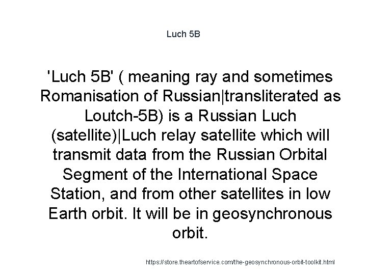 Luch 5 B 1 'Luch 5 B' ( meaning ray and sometimes Romanisation of