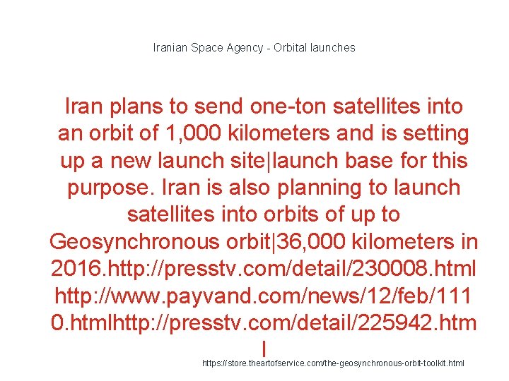 Iranian Space Agency - Orbital launches 1 Iran plans to send one-ton satellites into