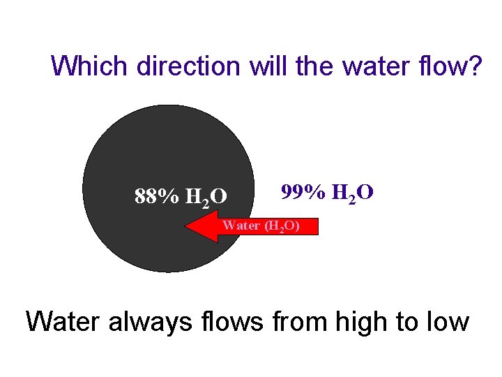Which direction will the water flow? 88% H 2 O 99% H 2 O