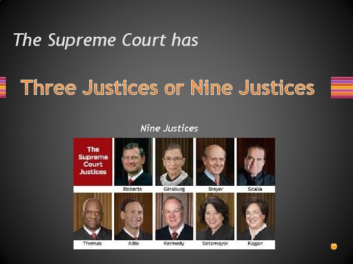 The Supreme Court has Three Justices or Nine Justices 