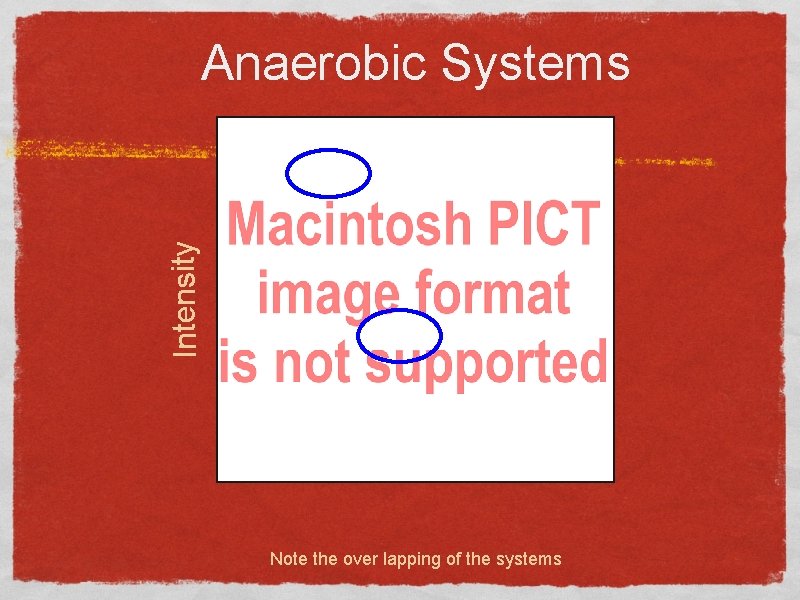 Intensity Anaerobic Systems Note the over lapping of the systems 