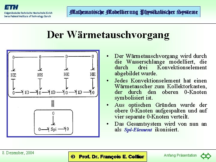 Der Wärmetauschvorgang • Der Wärmetauschvorgang wird durch die Wasserschlange modelliert, die durch drei Konvektionselement