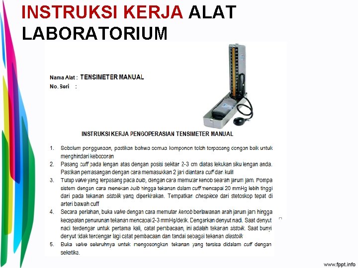 INSTRUKSI KERJA ALAT LABORATORIUM 