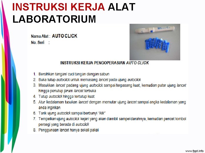 INSTRUKSI KERJA ALAT LABORATORIUM 