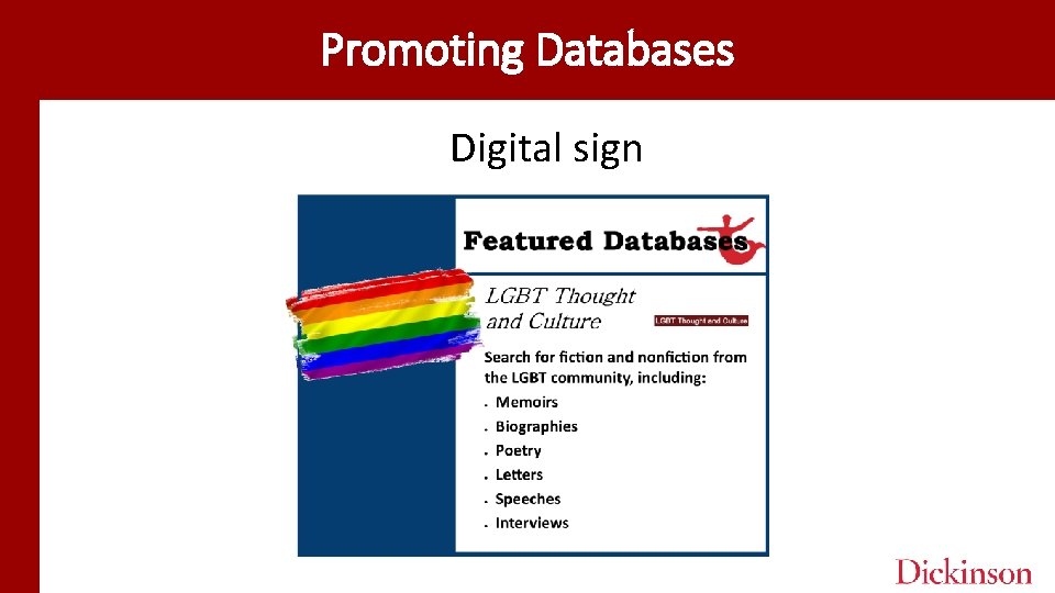 Promoting Databases Digital sign 
