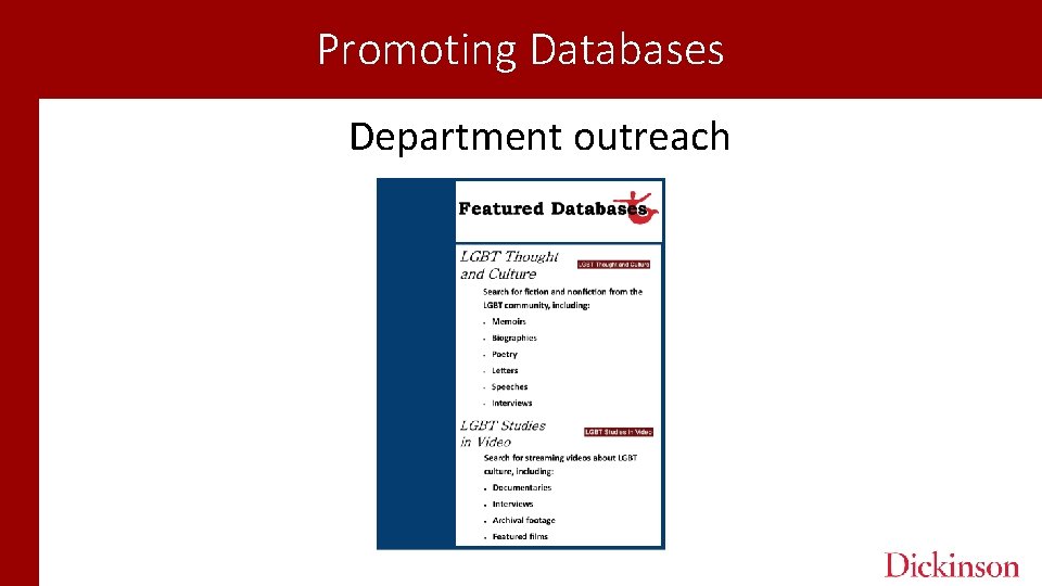 Promoting Databases Department outreach 