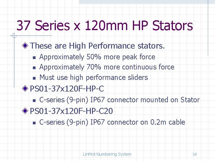 37 Series x 120 mm HP Stators These are High Performance stators. n n