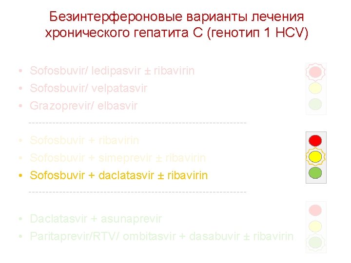 Безинтерфероновые варианты лечения хронического гепатита C (генотип 1 HCV) • Sofosbuvir/ ledipasvir ± ribavirin