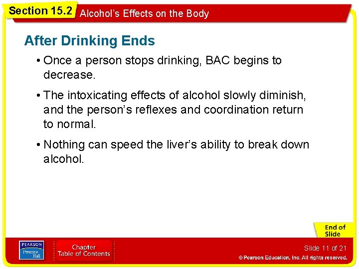 Section 15. 2 Alcohol’s Effects on the Body After Drinking Ends • Once a
