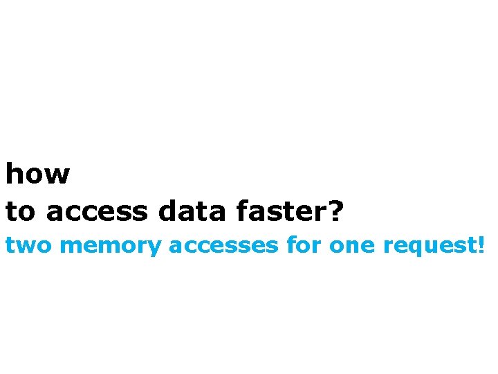how to access data faster? two memory accesses for one request! 