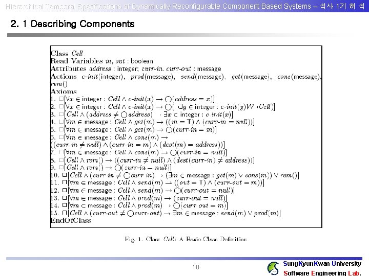 Hierarchical Temporal Specifications of Dynamically Reconfigurable Component Based Systems – 석사 1기 허 석