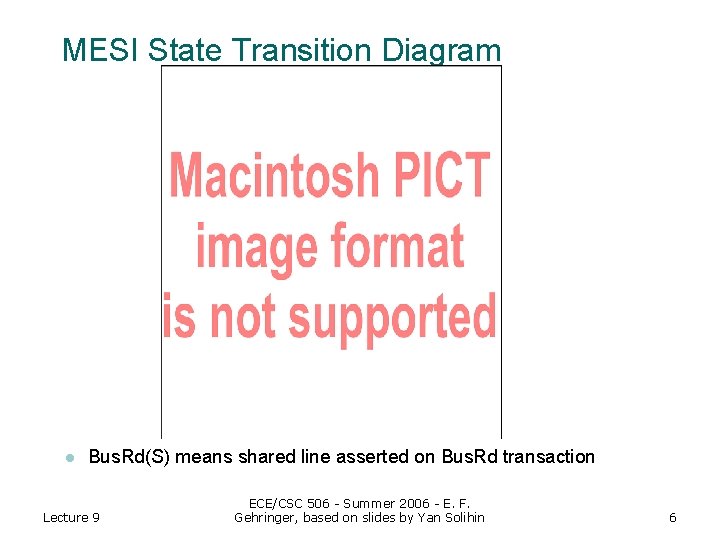 MESI State Transition Diagram l Bus. Rd(S) means shared line asserted on Bus. Rd
