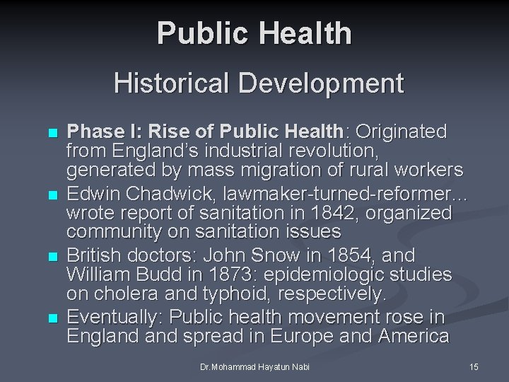 Introduction to Public Health Lecture 1 Dr Mohammad