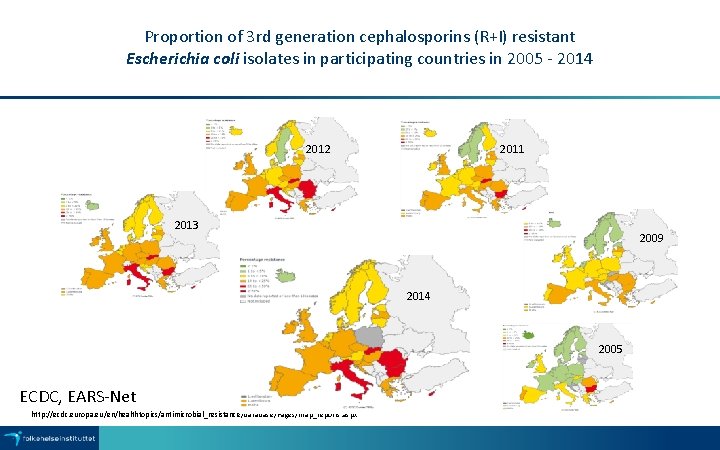 Proportion of 3 rd generation cephalosporins (R+I) resistant Escherichia coli isolates in participating countries
