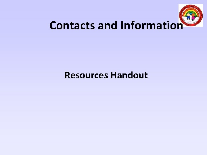 Contacts and Information Resources Handout 