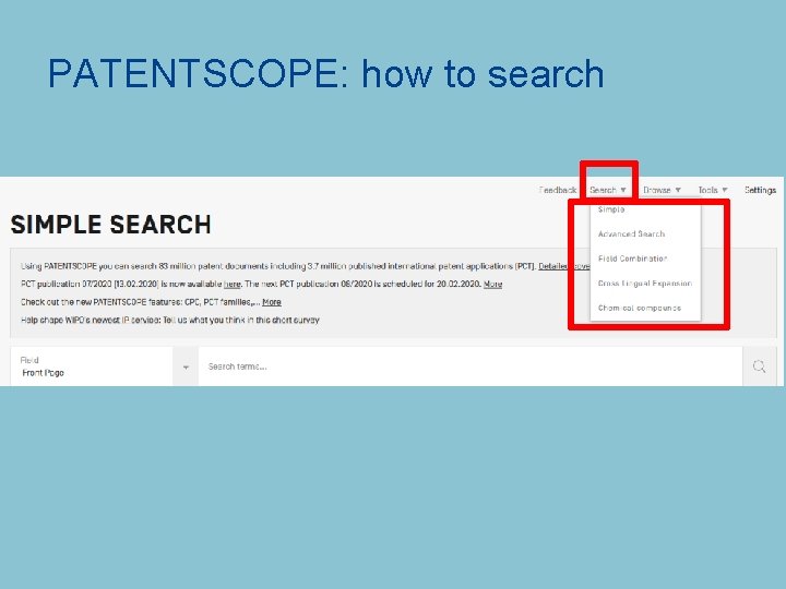 PATENTSCOPE: how to search 