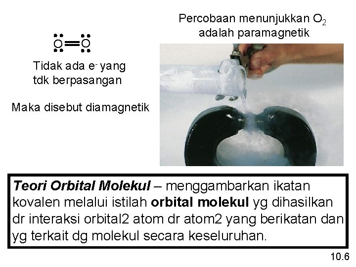 O O Percobaan menunjukkan O 2 adalah paramagnetik Tidak ada e- yang tdk berpasangan