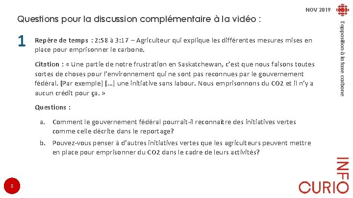 NOV 2019 1 Repère de temps : 2: 58 à 3: 17 – Agriculteur