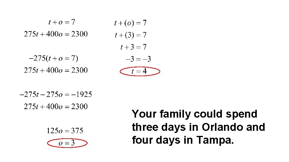 Your family could spend three days in Orlando and four days in Tampa. 
