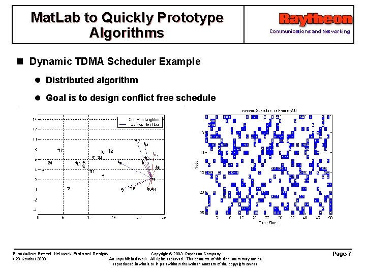 Mat. Lab to Quickly Prototype Algorithms Communications and Networking n Dynamic TDMA Scheduler Example