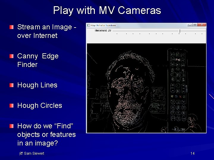 Play with MV Cameras Stream an Image over Internet Canny Edge Finder Hough Lines
