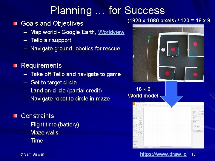 Planning … for Success Goals and Objectives (1920 x 1080 pixels) / 120 =