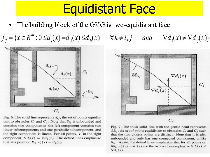 Equidistant Face • The building block of the GVG is two-equidistant face: 