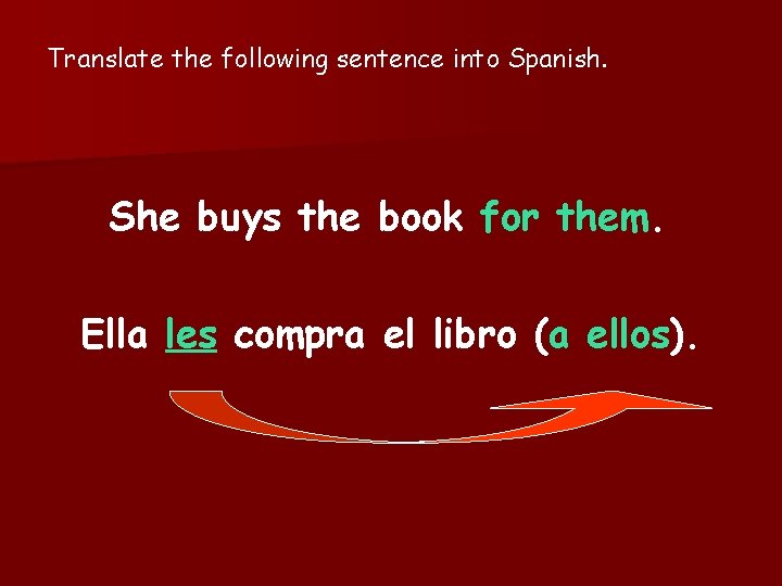 Translate the following sentence into Spanish. She buys the book for them. Ella les